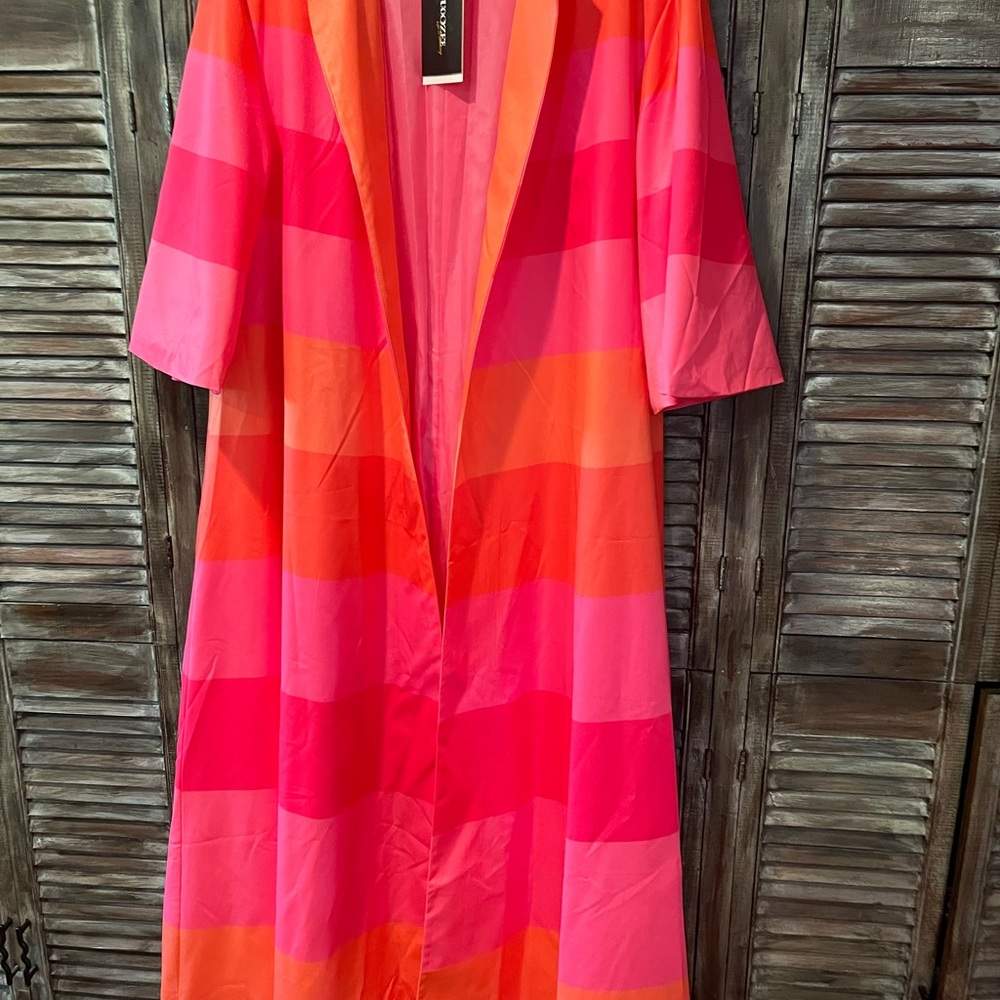Uoozee loose short sleeve contrast color striped jacket
